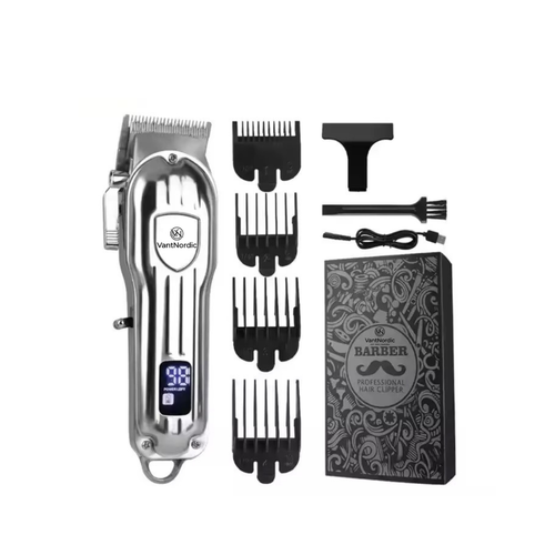 VantNordic Chrome Edition | Professionell Sladdlös Hårtrimmer med LCD-Display